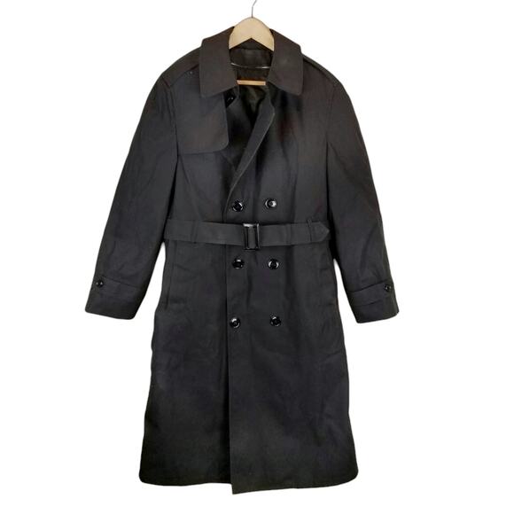 Defense Logistics Agency Garrison Collection Men's All Weather Black Trench Coat - Picture 1 of 6